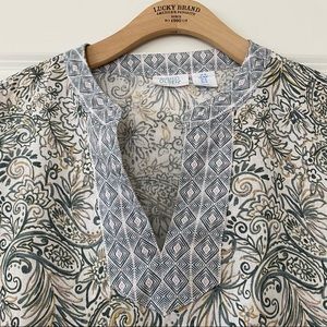 Sigrid Olsen Sophisticated Linen Print Tunic Top